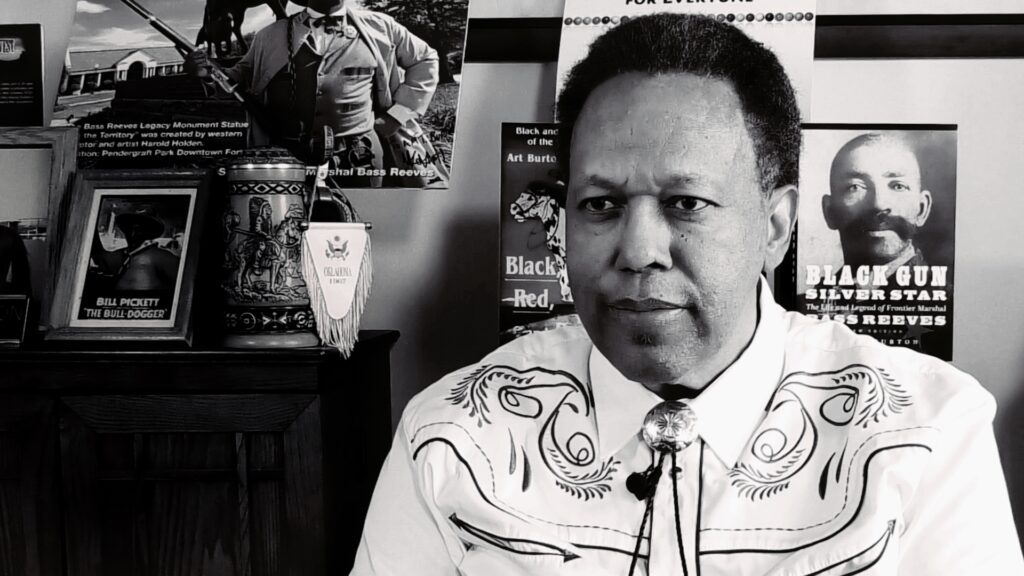 Art Burton, on the set of Bass Reeves documentary